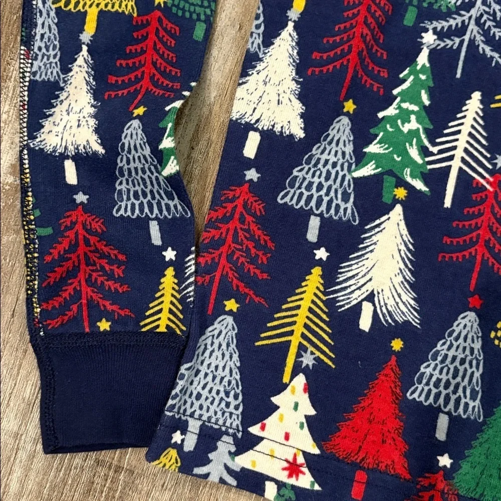 Hanna Andersson Size 12 Winter Christmas Trees Navy Long Sleeve Pajama Top Shirt